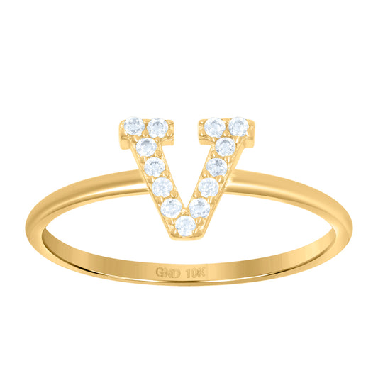 10Kt Gold Turkish Ring Initial Letter "V"