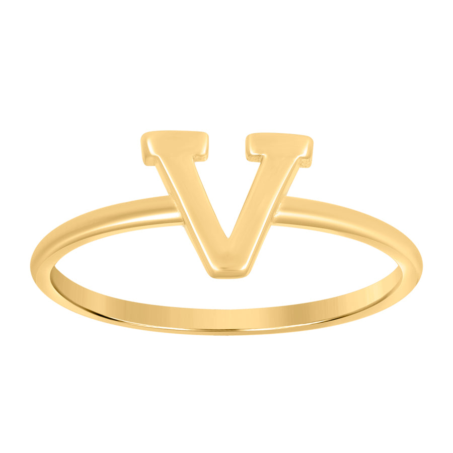 10Kt Gold Turkish Ring Initial Letter "V"