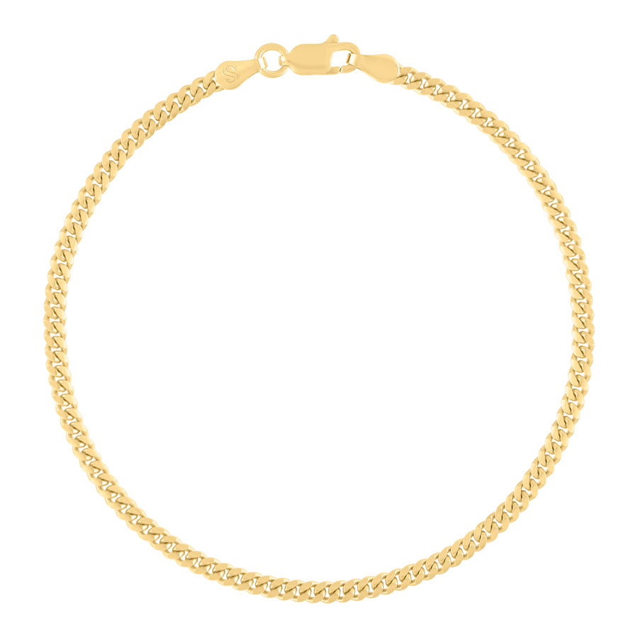 925 Sterling Silver Solid Miami Cuban Chain Yellow 080 2.6mm