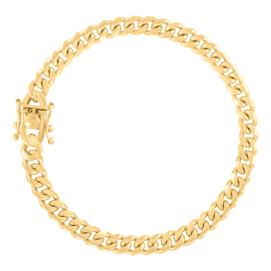 925 Sterling Silver Solid Miami Cuban Chain Yellow 180 6.3mm