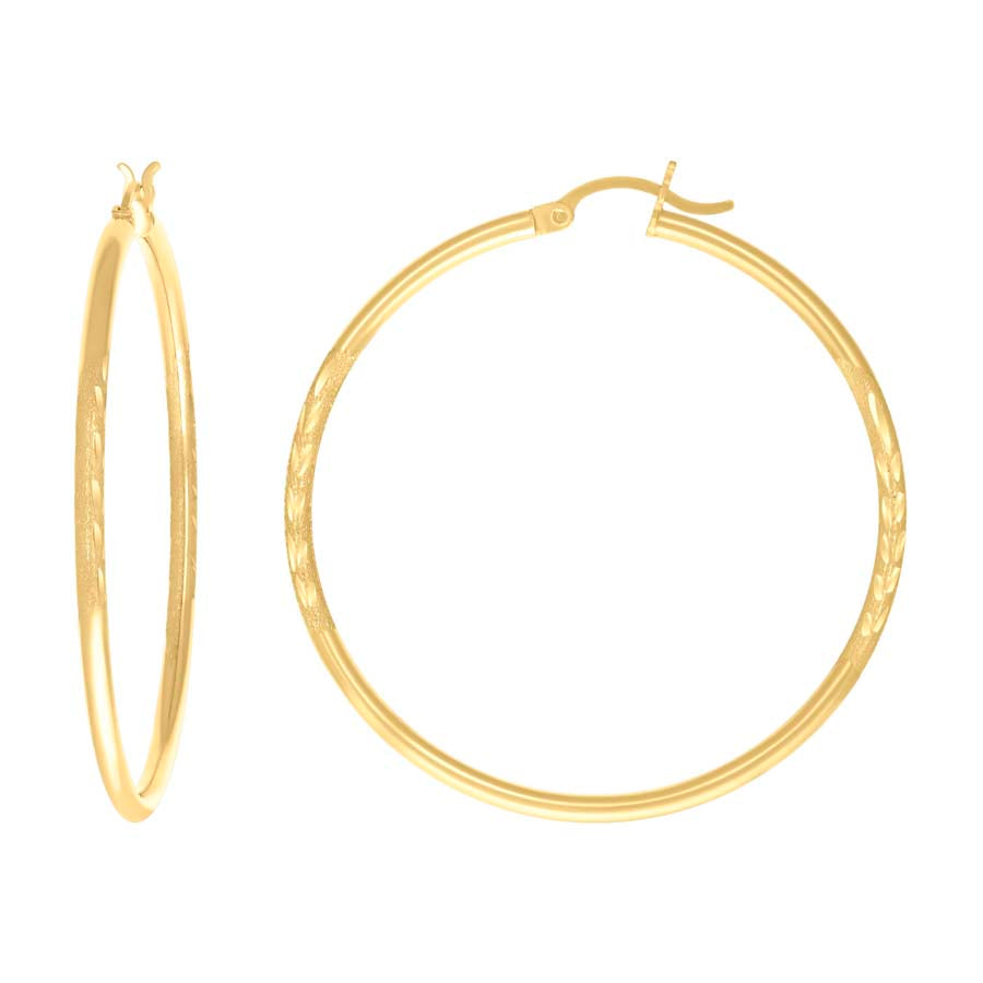 10Kt Gold Hoop Earrings 2Mm-40