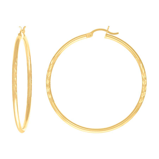 10Kt Gold Hoop Earrings 2Mm-40