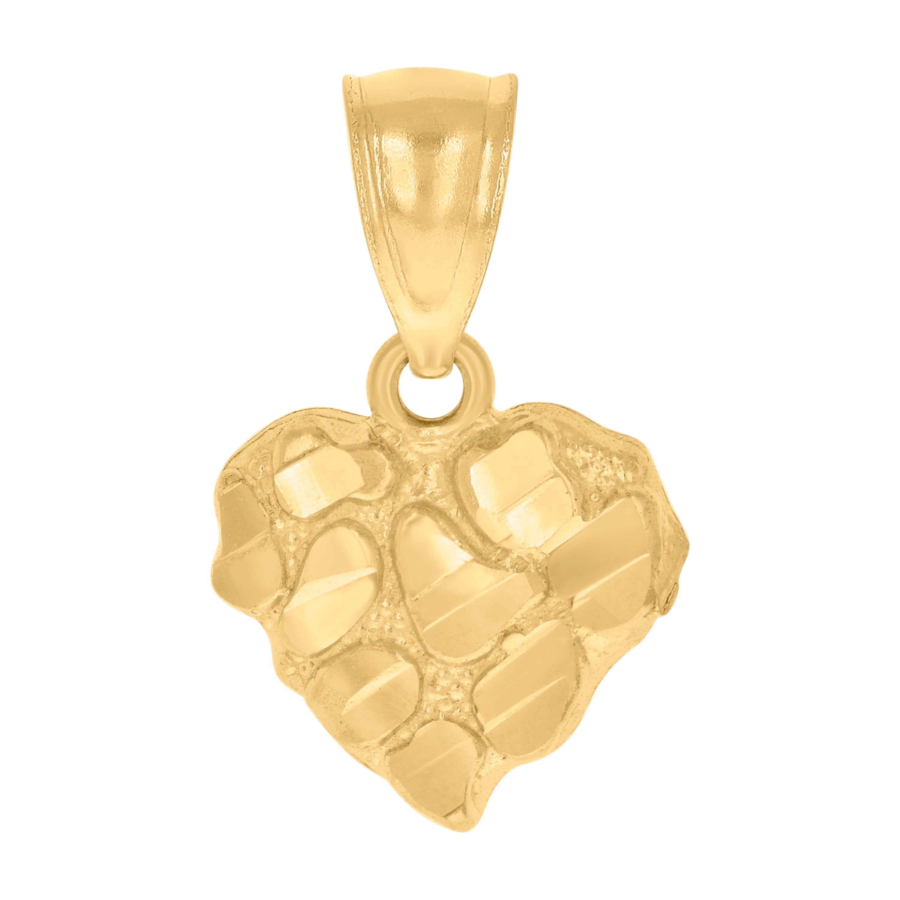 10Kt Gold Dome Puffy Heart Nugget Pendant