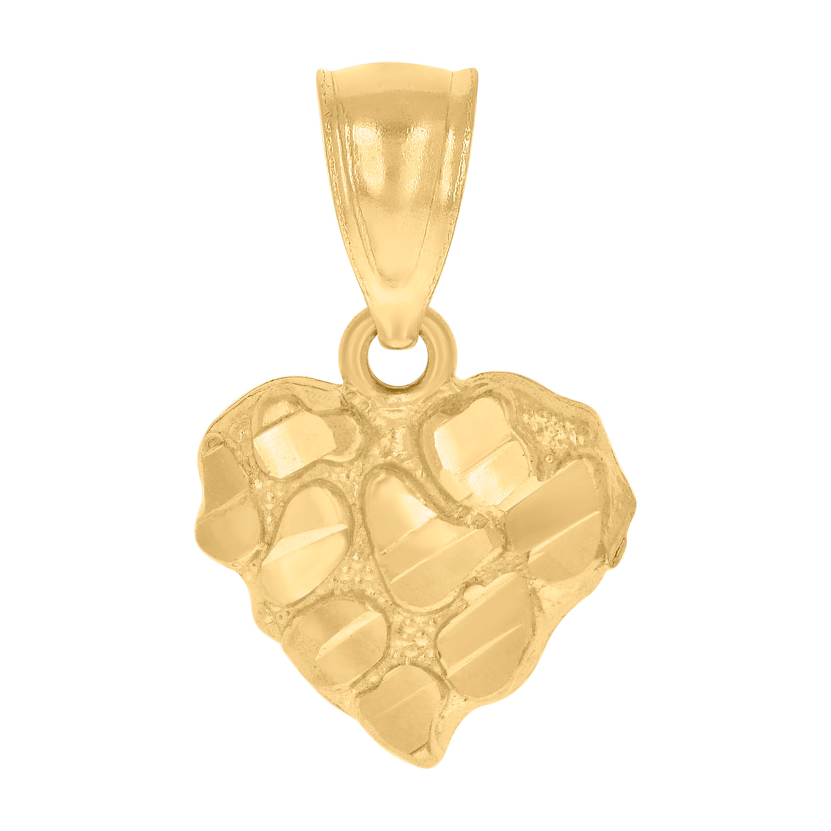 10Kt Gold Dome Puffy Heart Nugget Pendant