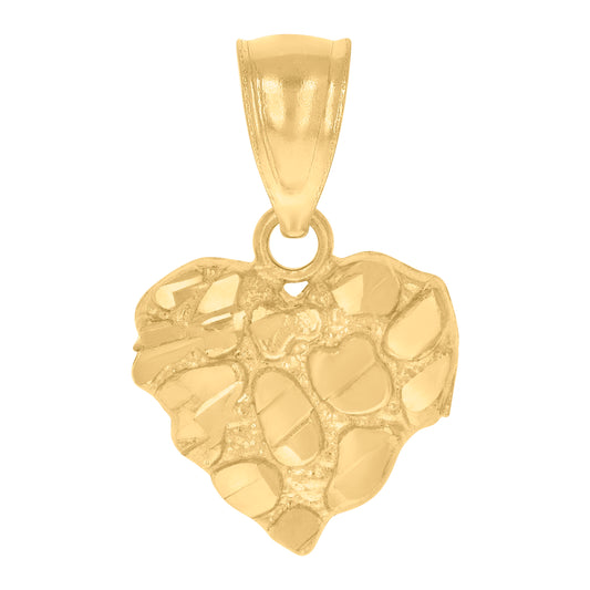 10Kt Gold Dome Puffy Heart Nugget Pendant