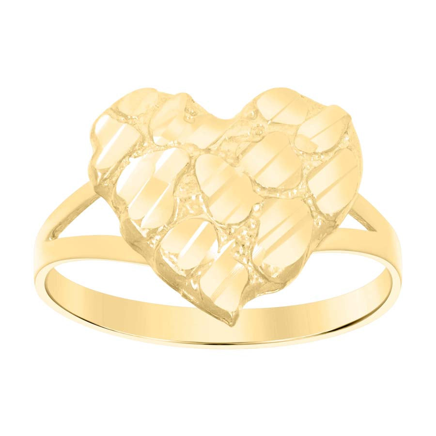 10Kt Gold Dome Puffy Heart Nugget Ring