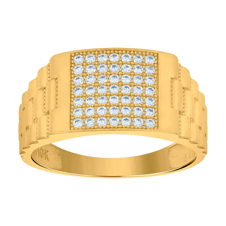 10Kt Gold Cz Men'S Ring