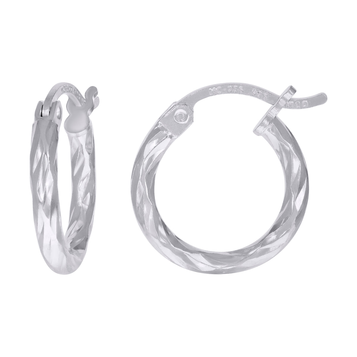 925 Sterling Silver 2mm Hoop Earring Silver Finish