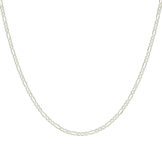 925 Sterling Silver Super Flat Figaro Chain Silver Plated 080 2.9mm