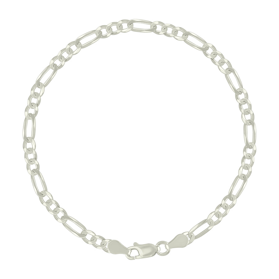 925 Sterling Silver Super Flat Figaro Chain Silver Plated 100 3.9mm
