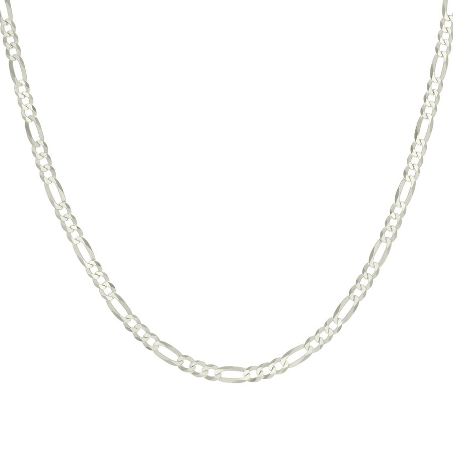 925 Sterling Silver Super Flat Figaro Chain Silver Plated 120 4.9mm