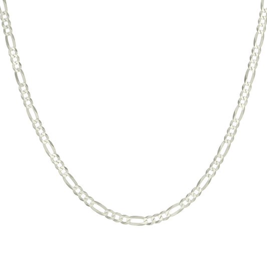 925 Sterling Silver Super Flat Figaro Chain Silver Plated 120 4.9mm