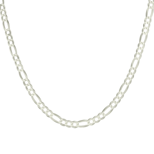 925 Sterling Silver Super Flat Figaro Chain Silver Plated 150 5.6mm