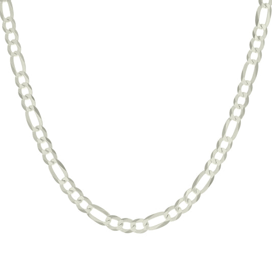 925 Sterling Silver Super Flat Figaro Chain Silver Plated 160 6.6mm