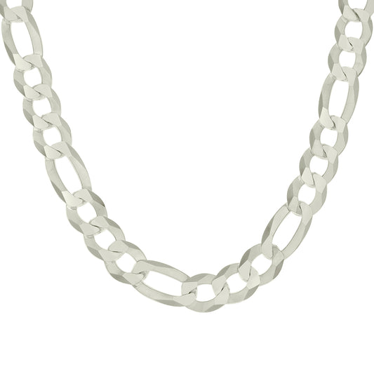 925 Sterling Silver Super Flat Figaro Chain Silver Plated 350 13.5mm