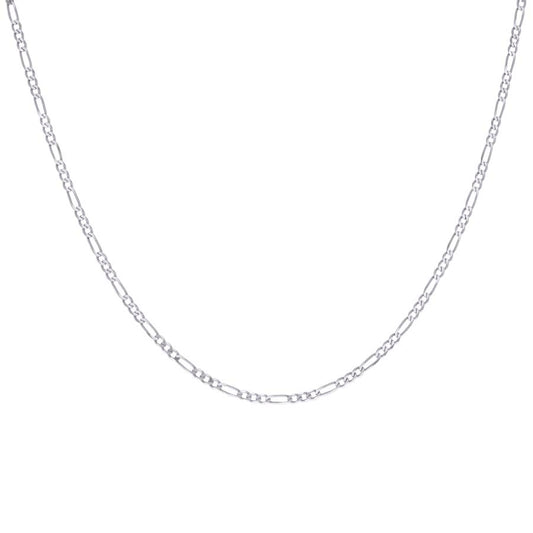 925 Sterling Silver Super Flat Figaro Chain Rhodium Plated 060 2.3mm
