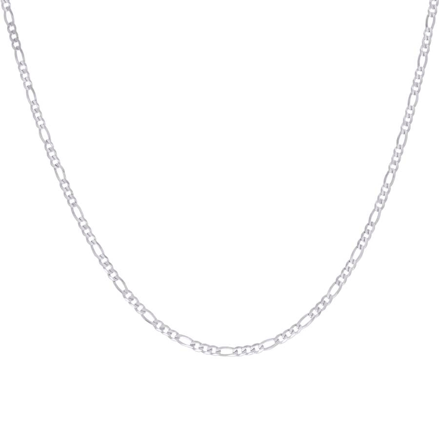 925 Sterling Silver Super Flat Figaro Chain Rhodium Plated 100 3.9mm