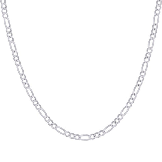 925 Sterling Silver Super Flat Figaro Chain Rhodium Plated 120 4.9mm