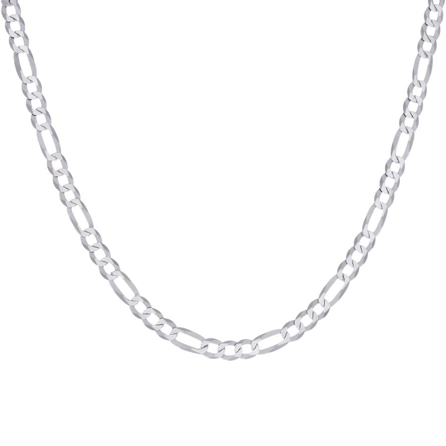 925 Sterling Silver Super Flat Figaro Chain Rhodium Plated 150 5.6mm