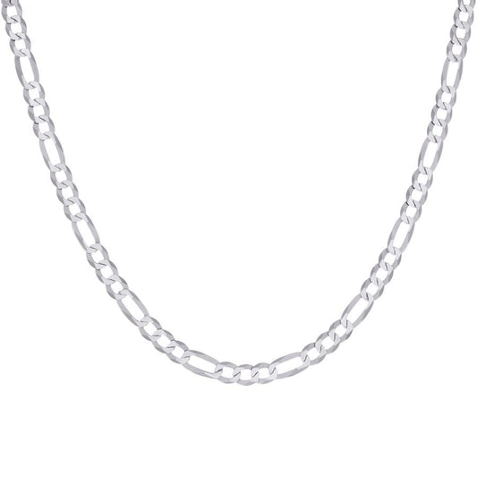925 Sterling Silver Super Flat Figaro Chain Rhodium Plated 150 5.6mm
