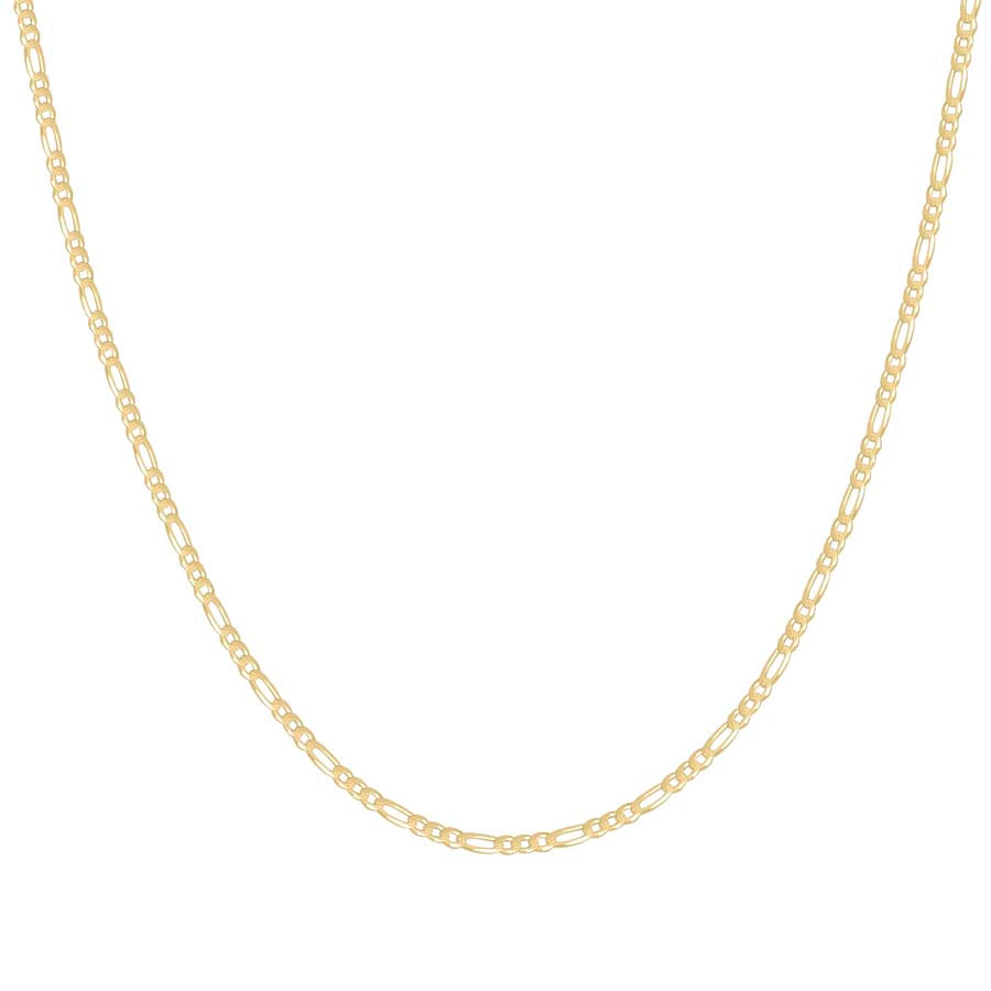 925 Sterling Silver Super Flat Figaro Chain Yellow Plated 060 2.3mm