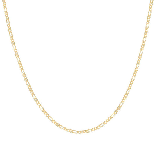 925 Sterling Silver Super Flat Figaro Chain Yellow Plated 060 2.3mm