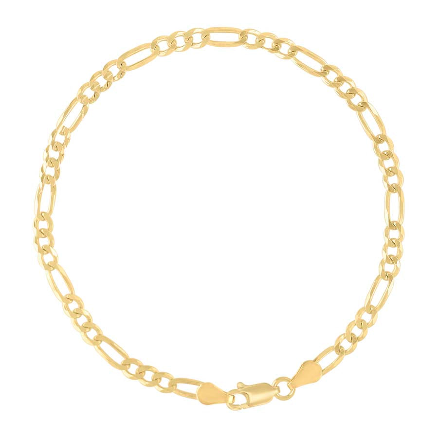 925 Sterling Silver Super Flat Figaro Chain Yellow Plated 100 3.9mm