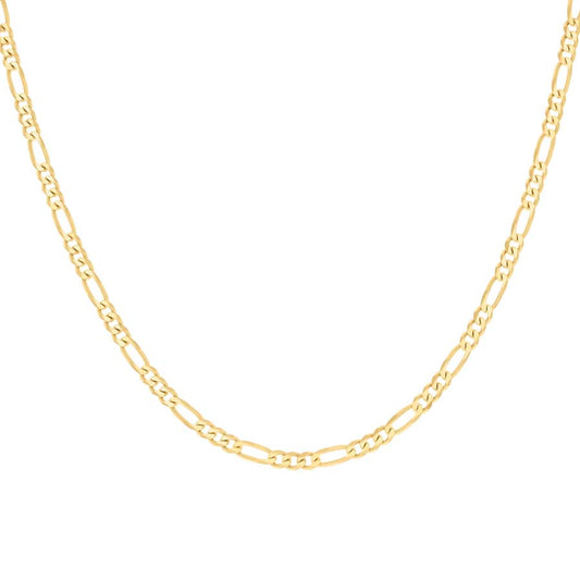 925 Sterling Silver Super Flat Figaro Chain Yellow Plated 100 3.9mm
