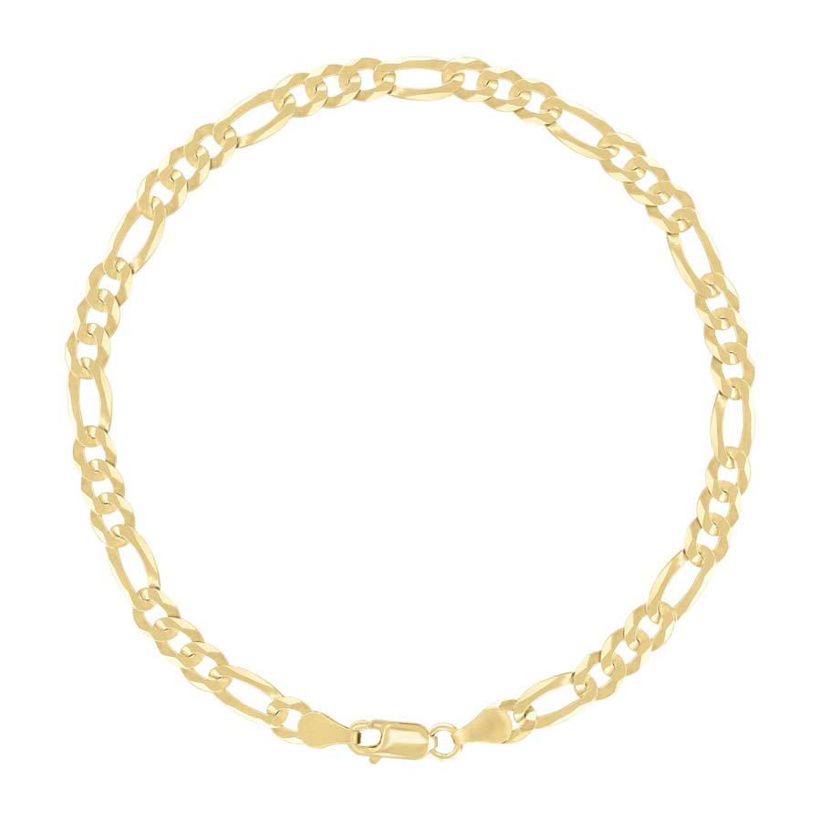 925 Sterling Silver Super Flat Figaro Chain Yellow Plated 120 4.9mm