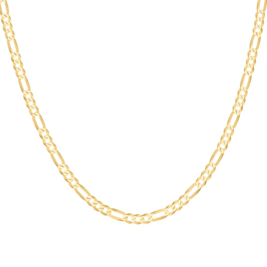 925 Sterling Silver Super Flat Figaro Chain Yellow Plated 120 4.9mm
