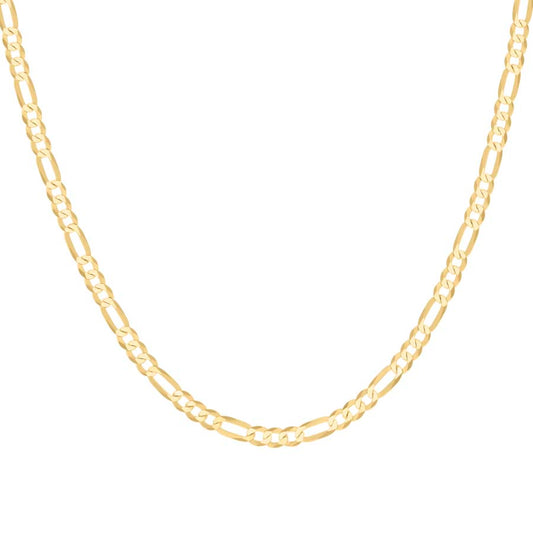 925 Sterling Silver Super Flat Figaro Chain Yellow Plated 120 4.9mm