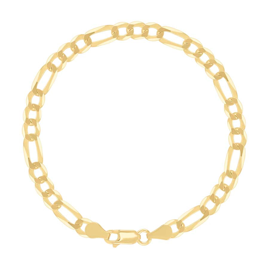 925 Sterling Silver Super Flat Figaro Chain Yellow Plated 150 5.6mm