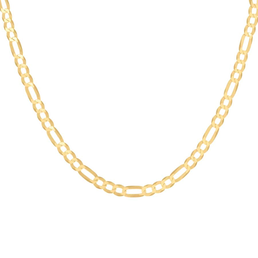 925 Sterling Silver Super Flat Figaro Chain Yellow Plated 150 5.6mm