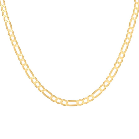 925 Sterling Silver Super Flat Figaro Chain Yellow Plated 150 5.6mm
