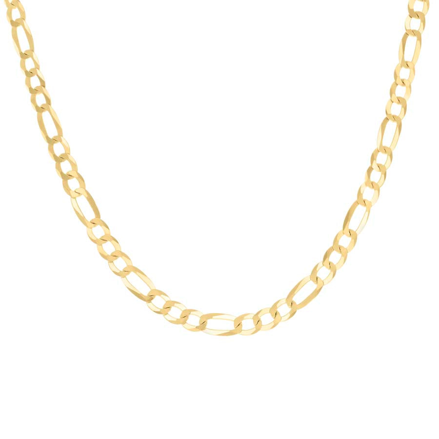925 Sterling Silver Super Flat Figaro Chain Yellow Plated 160 6.6mm
