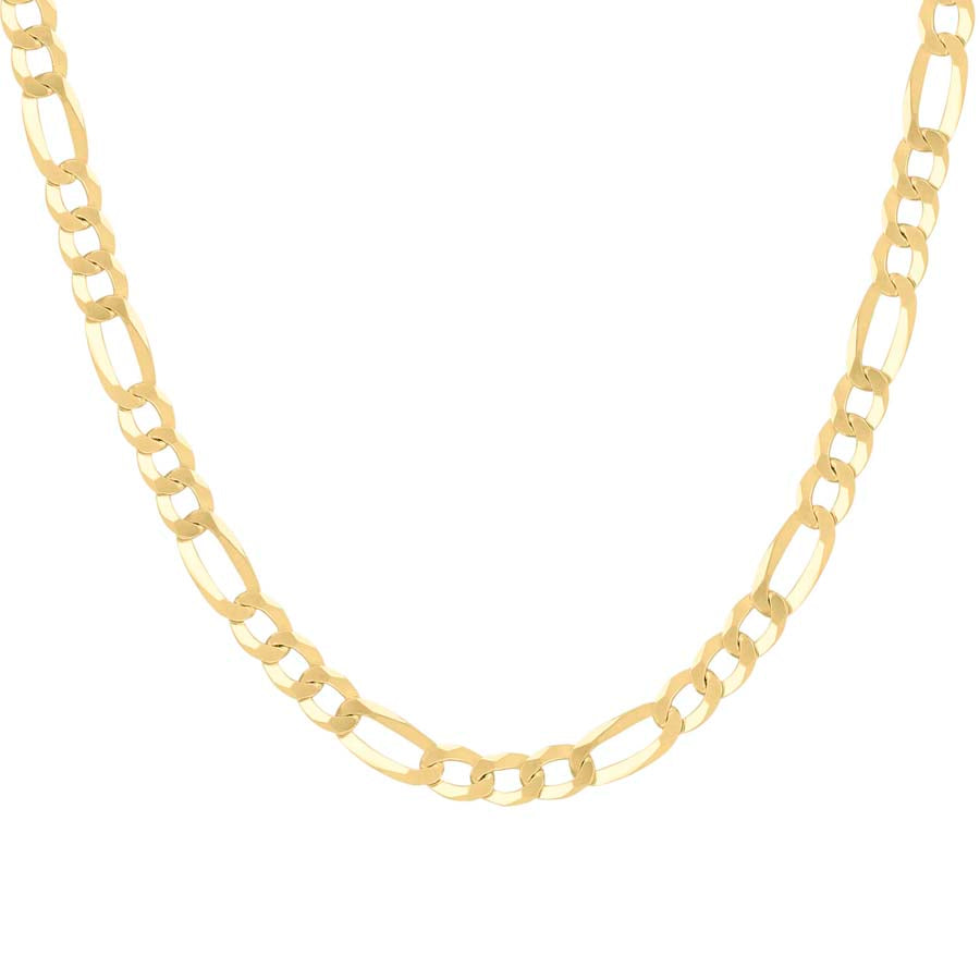 925 Sterling Silver Super Flat Figaro Chain Yellow Plated 180 7.8mm