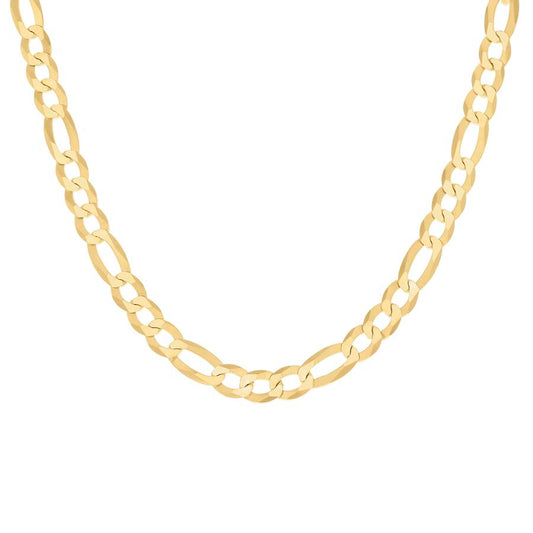 925 Sterling Silver Super Flat Figaro Chain Yellow Plated 200 8.9mm