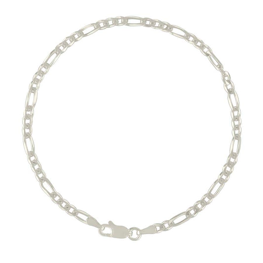 925 Sterling Silver Solid Classic Figaro Silver Plated 080 3.0mm