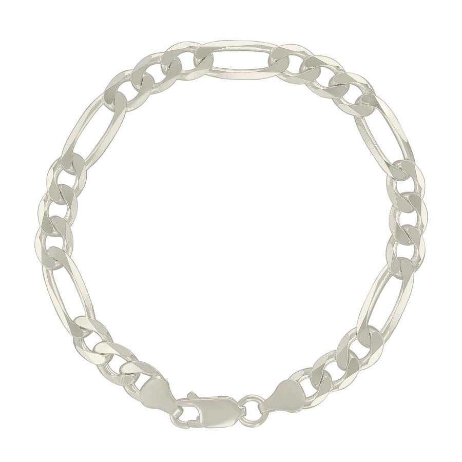 925 Sterling Silver Solid Classic Figaro Silver Plated 180 7.0mm