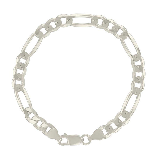 925 Sterling Silver Solid Classic Figaro Silver Plated 180 7.0mm
