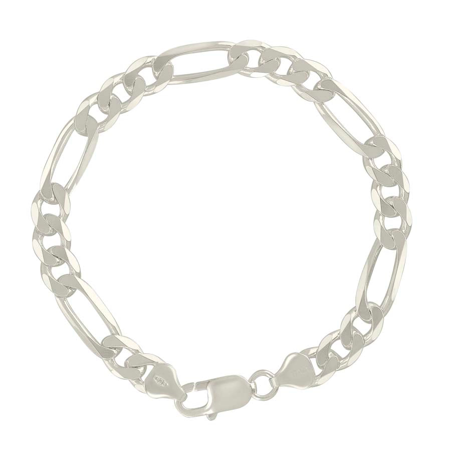 925 Sterling Silver Solid Classic Figaro Silver Plated 200 8.0mm