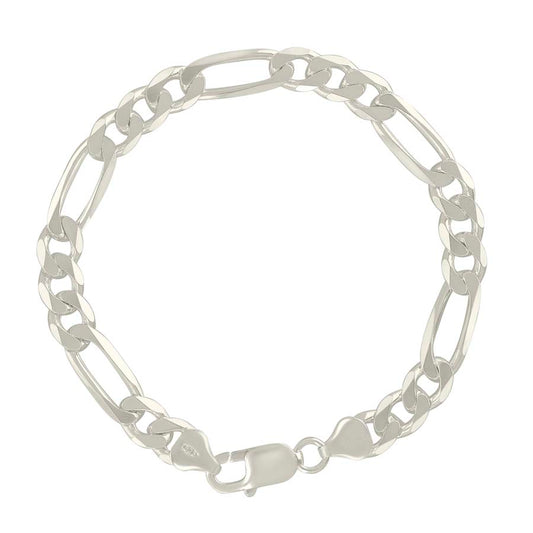 925 Sterling Silver Solid Classic Figaro Silver Plated 200 8.0mm