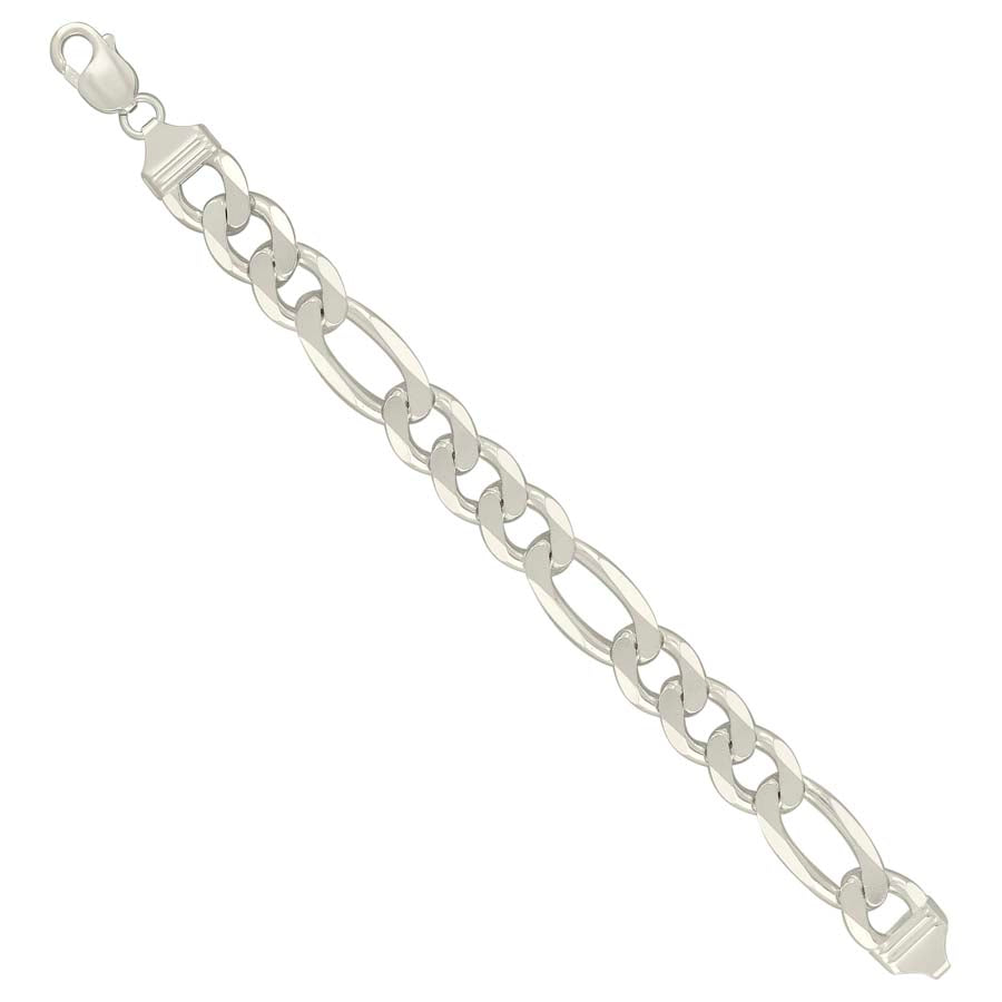 925 Sterling Silver Solid Classic Figaro Silver Plated 350 13.0mm