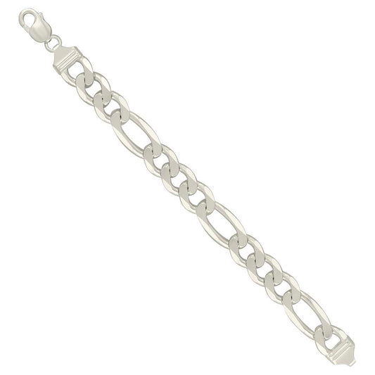 925 Sterling Silver Solid Classic Figaro Silver Plated 350 13.0mm