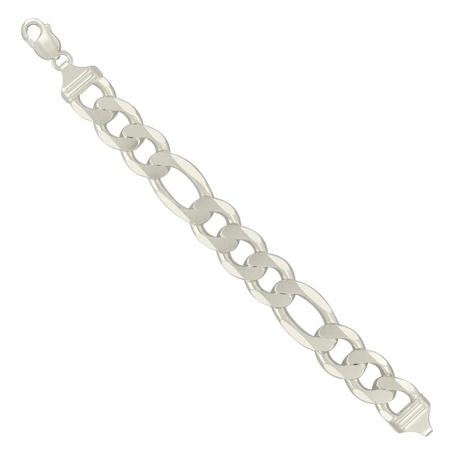 925 Sterling Silver Solid Classic Figaro Silver Plated 400 14.0mm