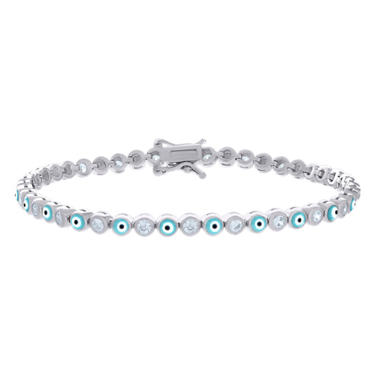 925 Sterling Silver Cz Bracelet 7.25 Inches
