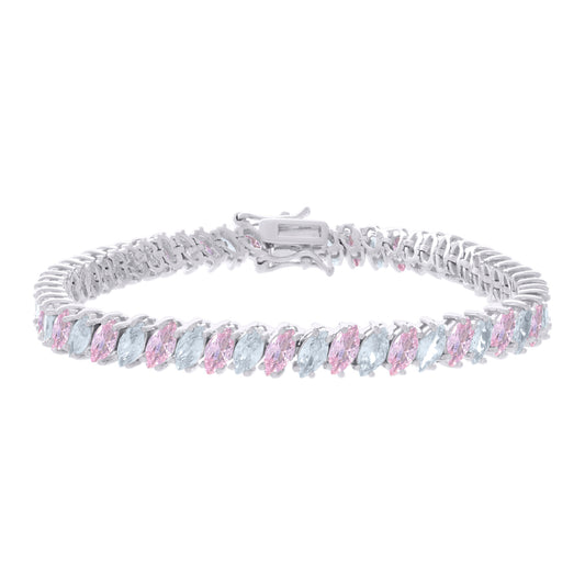 925 Sterling Silver Cz Bracelet 7.25 Inches