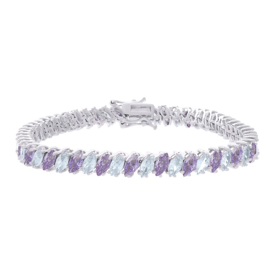 925 Sterling Silver Cz Bracelet 7.25 Inches