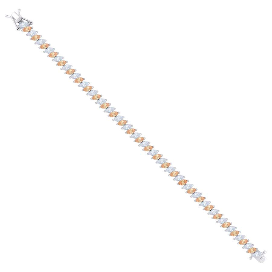 925 Sterling Silver Cz Bracelet 7 Inches