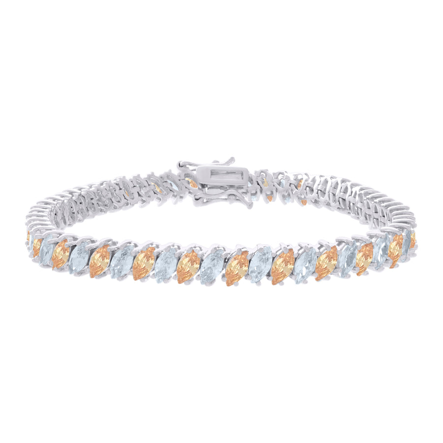 925 Sterling Silver Cz Bracelet 7 Inches